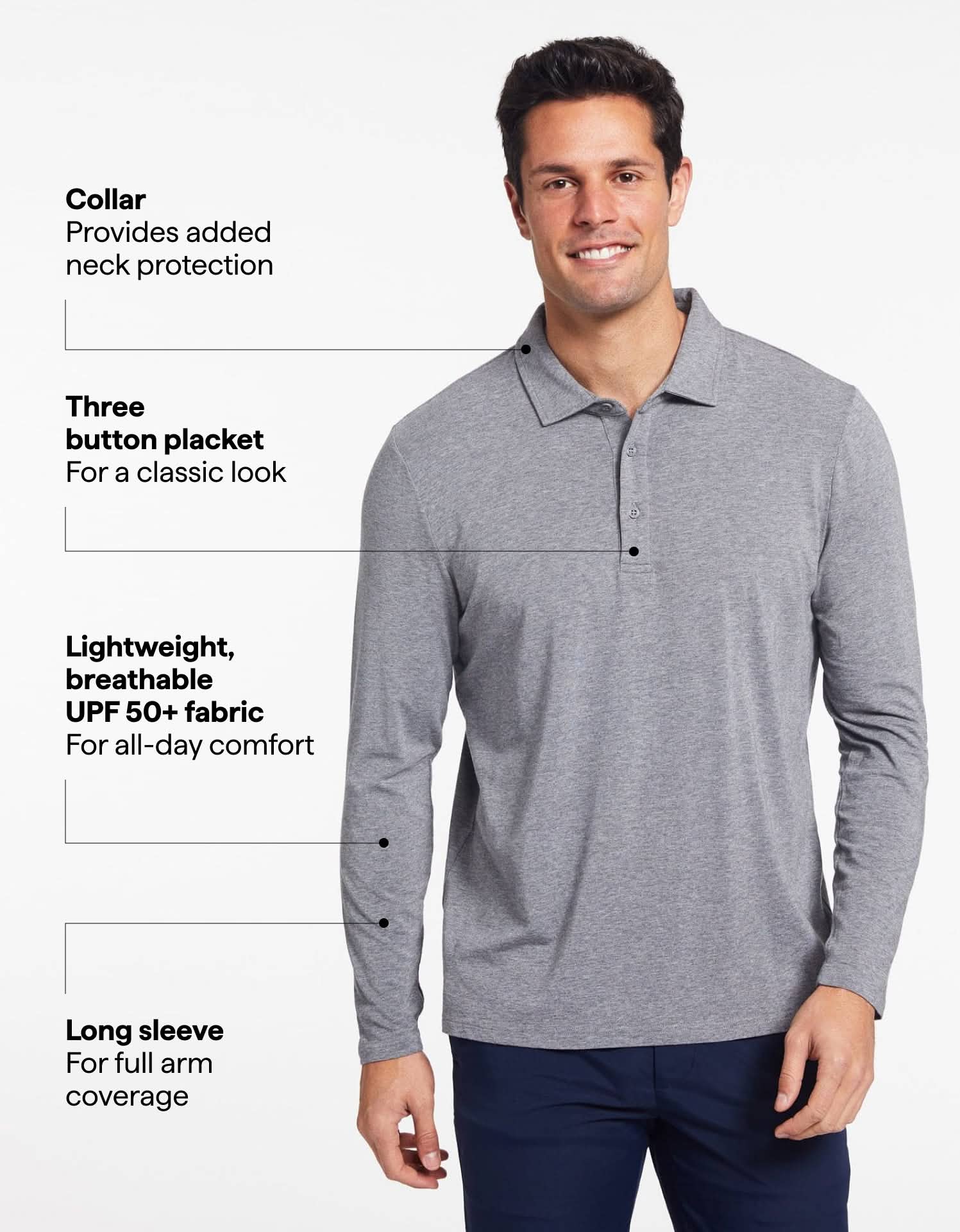 Long Sleeve Polo Shirt UPF 50+ - Image 27