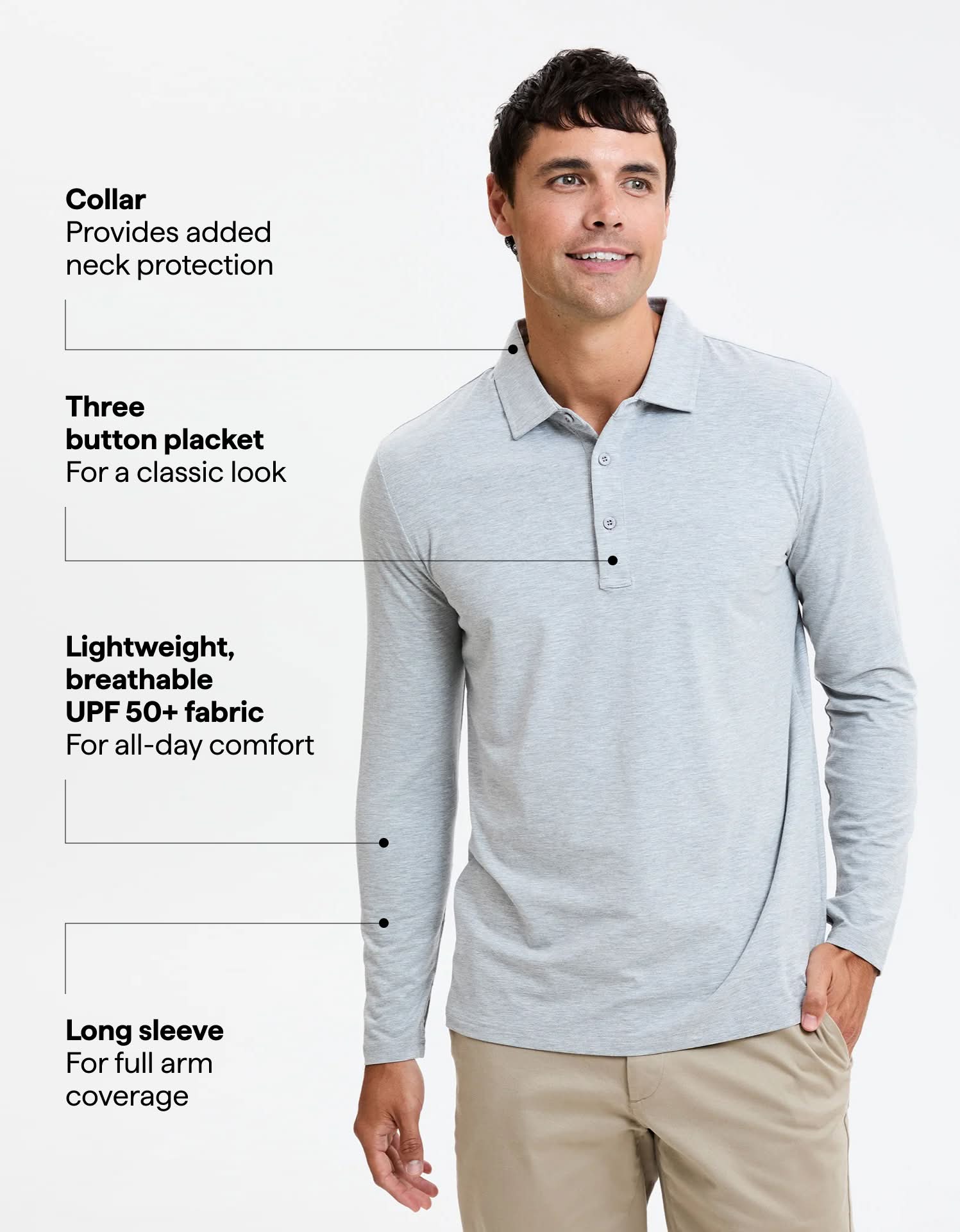 Long Sleeve Polo Shirt UPF 50+ - Image 32
