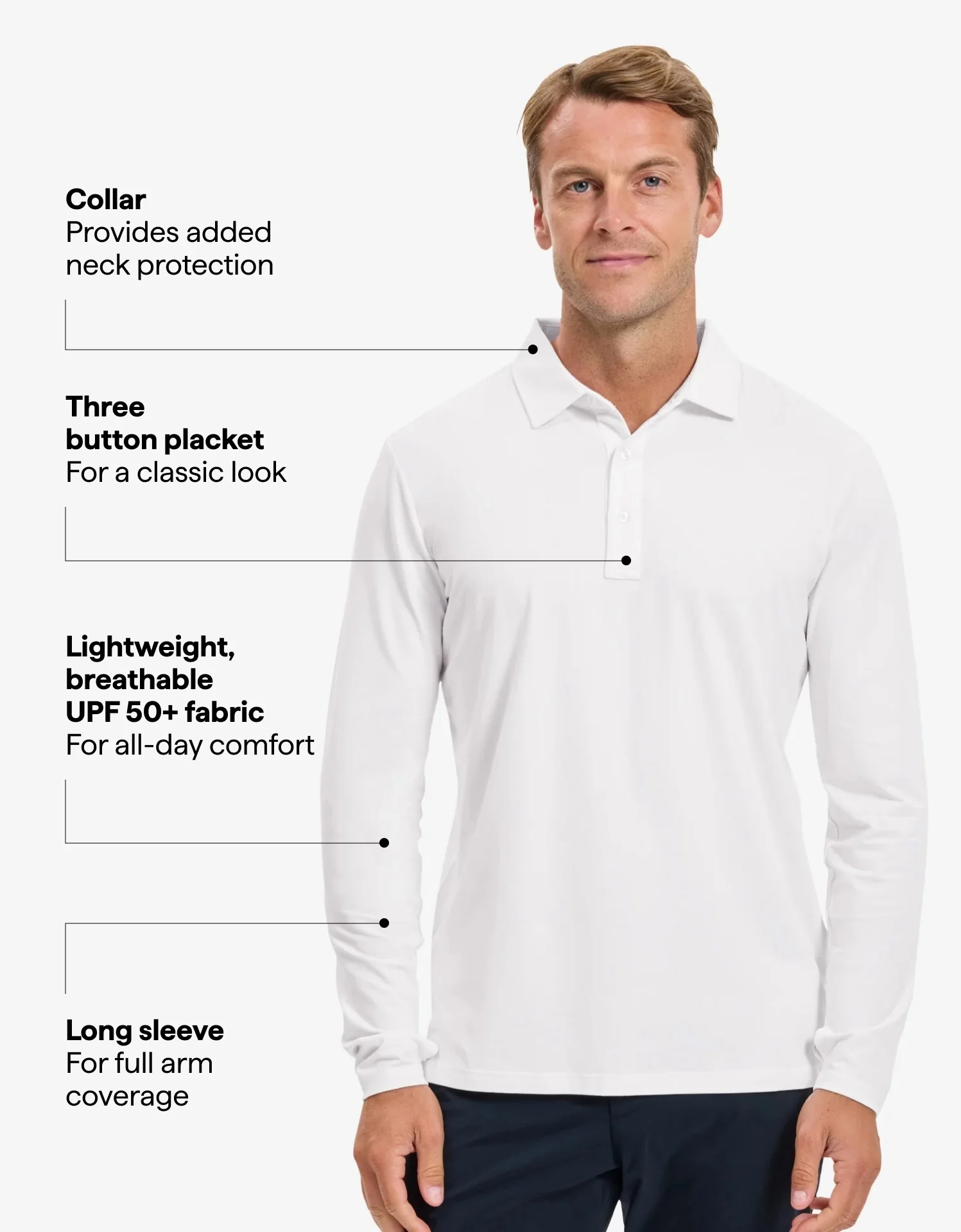 Long Sleeve Polo Shirt UPF 50+ - Image 37