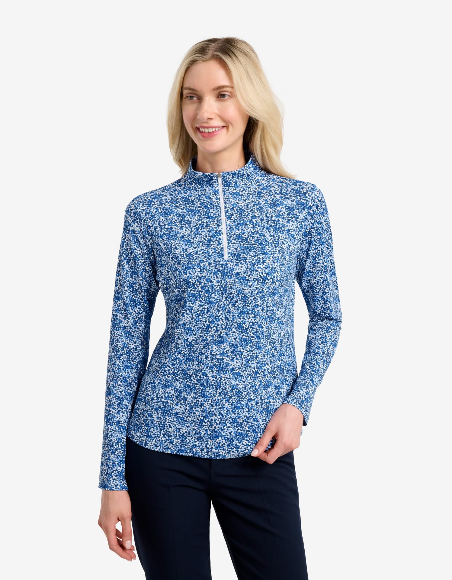 Long Sleeve Printed Quarter Zip Top UPF 50+