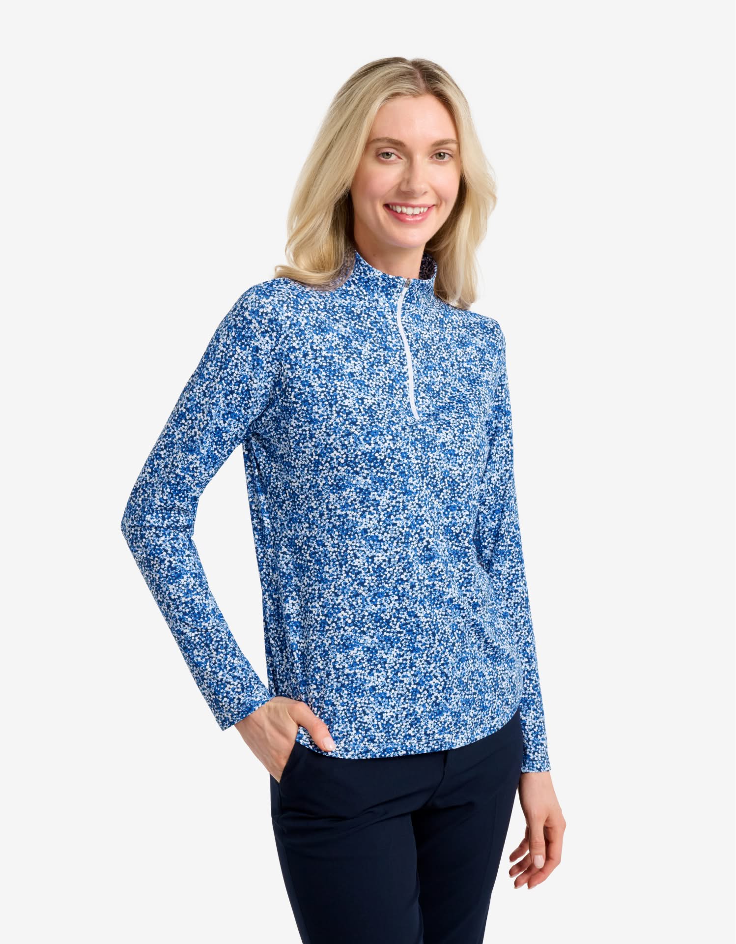 Long Sleeve Printed Quarter Zip Top UPF 50+ - Image 7