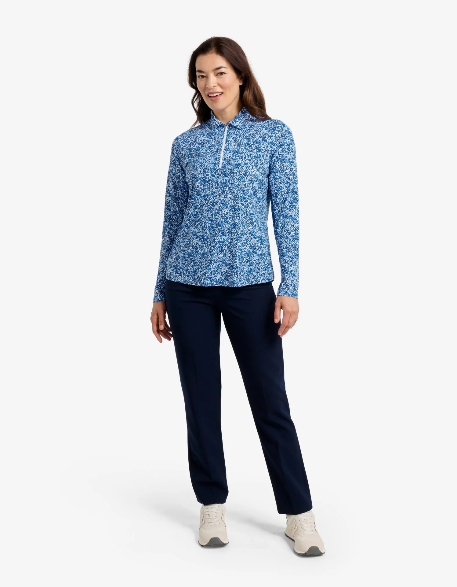 Long Sleeve Printed Zip Polo Shirt UPF 50+ - Image 3
